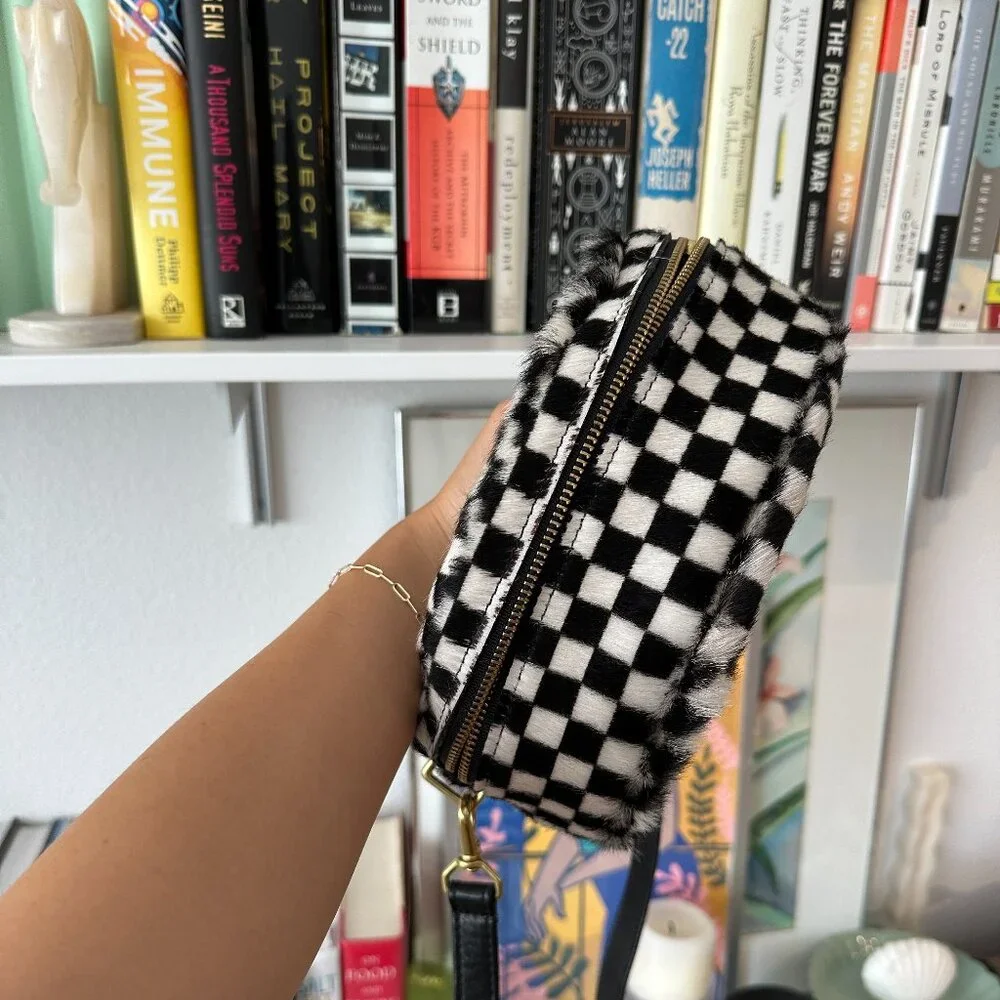 Primecut Checkered Crossbody Calf Hair Cowhide Bum Bag - Picture 7 of 7